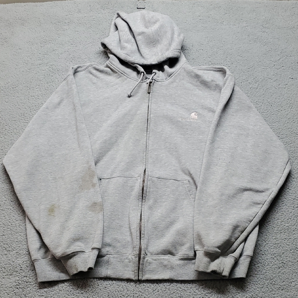 Carhartt Men's Light Gray Full-Zip Hoodie Size 2XL